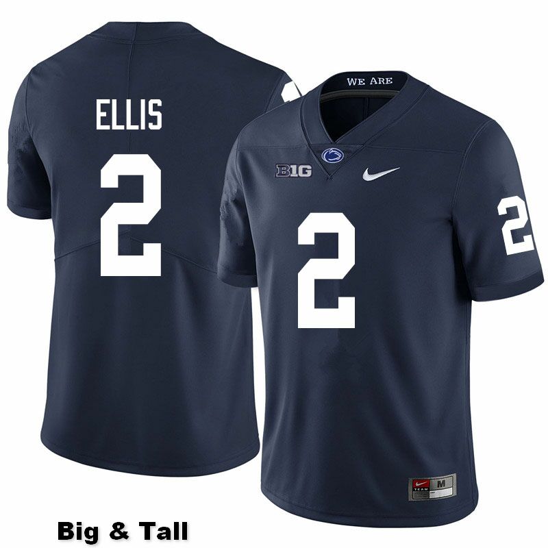NCAA Nike Men's Penn State Nittany Lions Keaton Ellis #2 College Football Authentic Big & Tall Navy Stitched Jersey ZUY3298AW